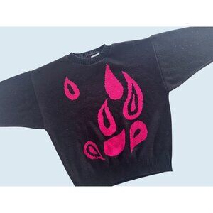 Vintage AVON Fashions Black & Pink Pullover Sweater 1980s Sz M